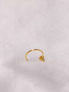 1pc Sterling Silver Nose Ring Hoop Heart Shape Cartilage Helix Ear Piercing Nez Jewelry - Gold - View 4