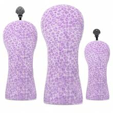 1pc Purple Plush Leopard Print Golf Club Head Cover, Suitable For Driver, Fairway Wood And Hybrid Clubs, Unisex Design, Durable And Stylish Golf Club Protection Cover - Multicolor - View 1