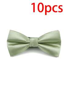 Elegant Sage Green Formal Bow Tie, Smooth Satin Suit Accessory, Suitable For Suits, Tuxedos, Holiday Parties And Special Occasions - Green - View 5