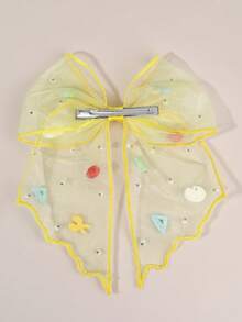 1pc Back To School Yellow Bow Hair Clip, School Supplies For Girls, Teen, Cute Barrettes, Hairpin, Gift, Daily Hair Accessories - Multicolor - View 5