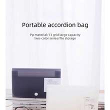 Carpeta Acordeón A6 para Niños, 13 Compartimentos, Bolsa de Almacenamiento de Documentos para Estudiantes y Oficina, Bolsa de Documentos Portátil de Plástico PP - Negro - Ver 3