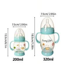 1pc PP Material Baby Milk Bottle, Heat Resistant Up To 120℃, Can Be Sterilized By Boiling Water, Soft Silicone Anti-Colic Nipple, Soft And Bite-Resistant, Equipped With Gravity Ball Straw For Smoother Sucking, 200ml/320ml Capacity Suitable For Babies 6 Months And Above - Multicolor - View 3