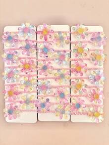 12/24/36pcs Random Mixed Gradient Transparent 8-Petal Flower Hair Ties, High Elasticity Flower Hair Bands For Kids, Back To School - Multicolor - View 5