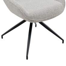[Set Of 2] 360° Swivel Dining Chair In Beige-Grey Fabric: Black Lacquered Metal Frame With Four Legs, Beige-Grey Breathable Structural Fabric, Suitable For Modern Dining Areas - Light Grey - View 7