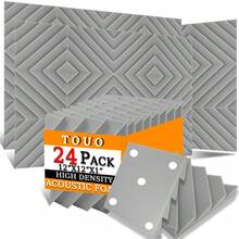 TOUO Acoustic Foam 6-48 Pcs Offices Acoustic Treatment Diamond Groove Foams Panels High-Density Sound Absorbing Material - TOUO - View 30