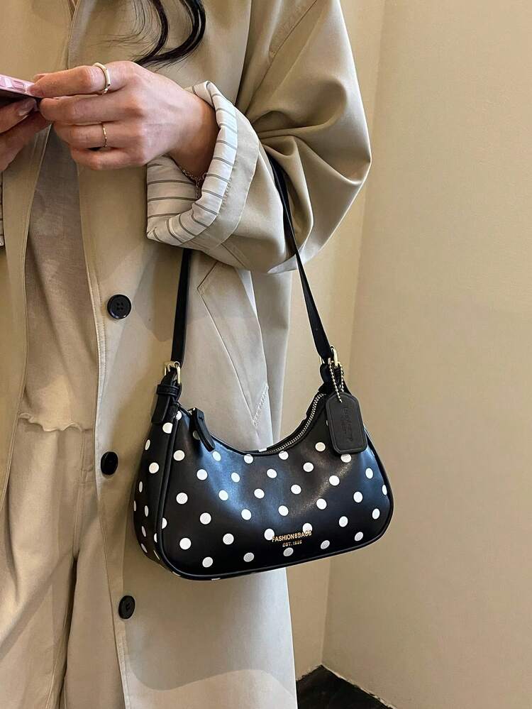 Dedoo 2026 New European & American Style Underarm Bag/Crossbody Bag, Cherry/Strawberry Print, Crescent-Shaped Shoulder Bag - Black - View 9