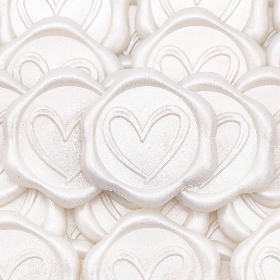 30pcs Pink Heart-Shaped Self-Adhesive Wax Seal Stickers, Self-Adhesive Envelope Seal Stickers, Exquisite Invitation Envelope Decoration, Suitable For Wedding Party, Birthday Party And Christmas Gift Packaging - Pink Heart-tD418 - View 1