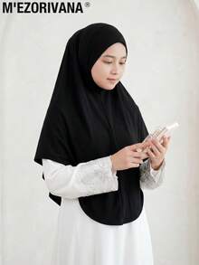 M'Ezorivana 1 buah Hijab Instan Siap Pakai, Ukuran Plus Wanita, Elastis, Warna Polos, Jilbab Praktis untuk Gaun - Hijau - View 3