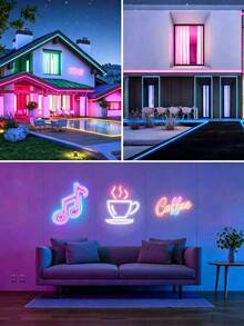 1 pieza Tira de luz LED de silicona suave RGB neón con control remoto de 24 teclas, regulable y con cambio de color, adecuada para decoración interior y exterior - RGB - Ver 9