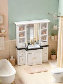1pc 15.5cm Dollhouse Miniature Luxury Bathroom Sink Ornament, Paired With Soft Fabric Non-Slip Bath Mat And Toiletries Miniatures To Create A Soft, Clean And Elegant Bathroom Scene Atmosphere, Full Of Fun, Specially Designed For Adult Women Collection And Appreciation - Multicolor - View 6