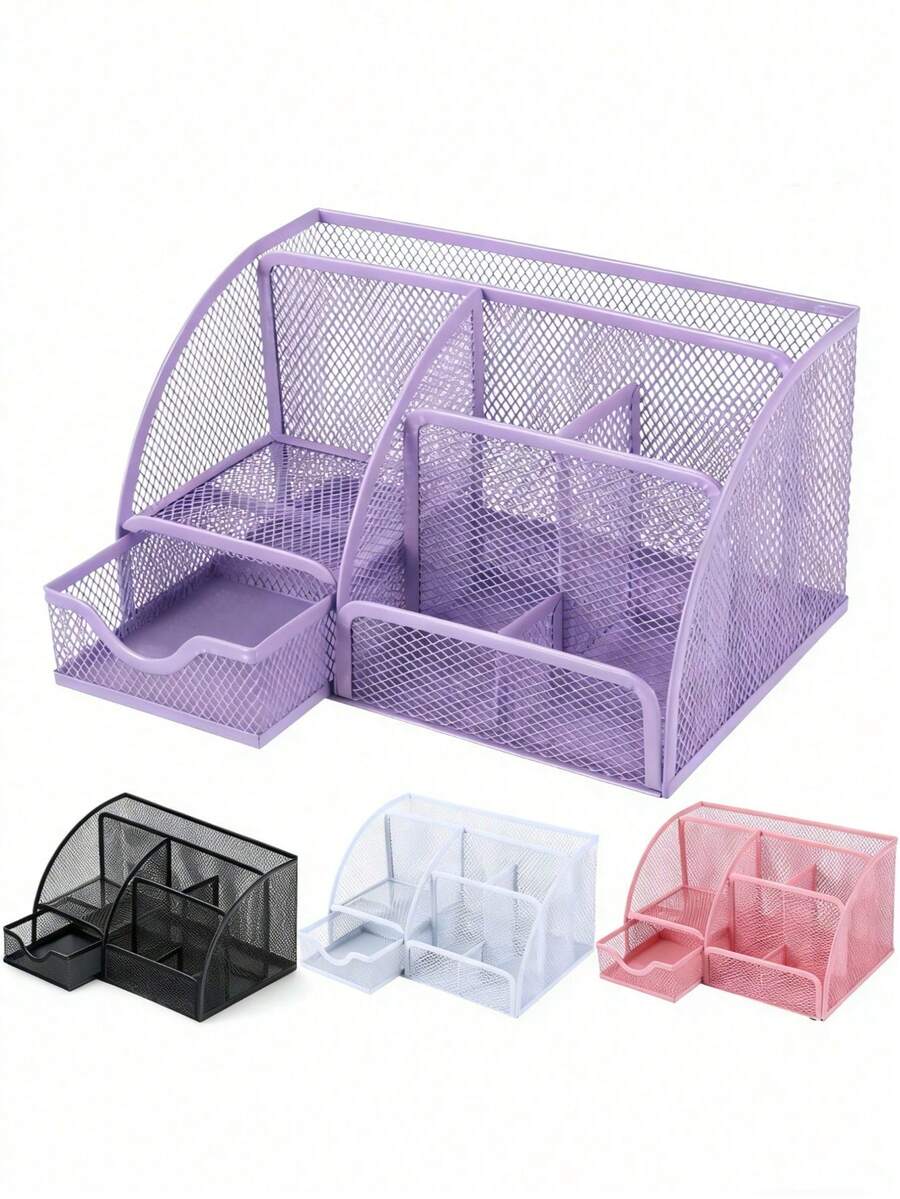 Office Desktop Organizer With Drawer And Pen Holder, Large Capacity Desktop Storage Solution, Suitable For Home And School, Essential Stationery Organizer For Students Back To School - A - View 1