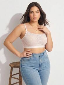 Rosiemei Bra Renda Putih Ukuran Besar untuk Wanita, Bra Tanpa Kawat yang Nyaman dan Serbaguna untuk Payudara Besar, Bra Kamisol Renda Seksi Tanpa Bantalan - Putih - View 4