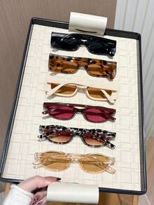 6 Pairs Women's Frame Glasses, INS Style Plain Lens, Perfect Blend Of Modern Style And Vintage Charm, Suitable For Vacation Outfits, Parties, Daily Life, Outdoor Activities, Fits All Face Shapes - Multicolor - View 2