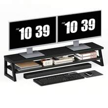 Dual Monitor Stand, Monitor Riser For 2 Screens, 100 Cm Large Computer Monitor Stand, Desk Shelf Organizer For Office Desk, Accessories - View 15