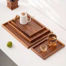 1pc Rectangular Bamboo Multi-Functional Tray, Minimalist Style, Suitable For Meal Service, Vanity, Bathroom Storage And Organization, Wooden Decorative Display Tray, Entryway Table Display Riser, Farmhouse Kitchen Countertop Center Decor, Suitable For Tea, Breakfast, Coffee And Snacks - Multicolor - View 4