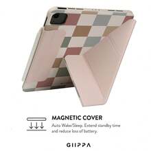 GIIPPA 奶油格紋保護殼，磁吸可拆卸 Y 型折疊防震保護套，相容 iPad Mini 6/7、Air 2/3/4/5/11/13 5/6/7/8/9/10/11、Pro 10.5/11/12.9，適用情人節、開學季、辦公室、聖誕節、萬聖節、感恩節假期，送女友的最佳禮物，完美婚禮季禮物，極簡星校園辦公室度假風 - 彩色 - 查看 5