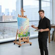 YUNRUX Artist Easel With Wheels Floor-Standing Height-Adjustable Display Art Painting Stand - 1PC - 查看 6