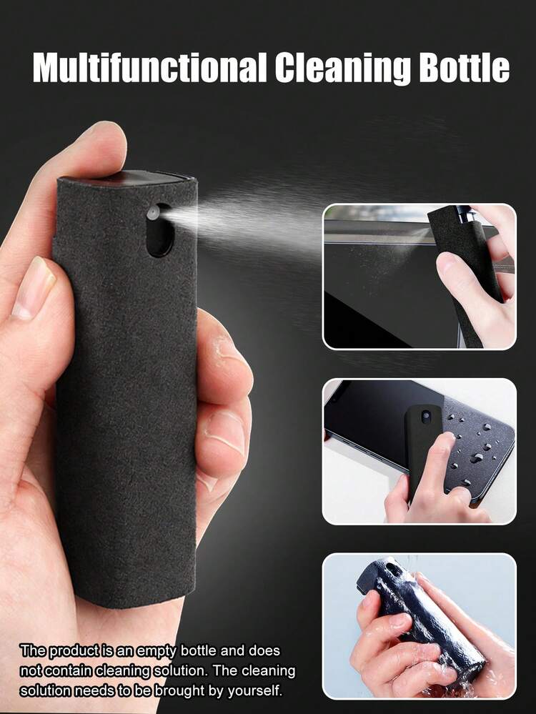 Car Screen Cleaner Wipes (This Product Is An Empty Bottle, No Cleaning Liquid Included), Ultra-Fine Fiber Cleaning Cloth, Suitable For All Phones, Laptops And Tablets Screens, Car Screens And Central Controllers, Leaves No Trace After Cleaning. Portable Screen Cleaning Kit, Also Suitable For Car Displays, Smartphones And Tablets, Auto Accessories, Women Car Accessories - Black - View 1
