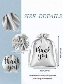 Drawstring Gift Bag - Drawstring Favor Bag - Satin Wedding Favor Drawstring Bag - Jewelry Storage Bag - Fabric Gift Candy Bag, Suitable For Valentine's Day, Birthday, Velvet Bow Ribbon Bag With Pearls, Letter Card, Suitable For Handmade, Jewelry - Silver - View 9