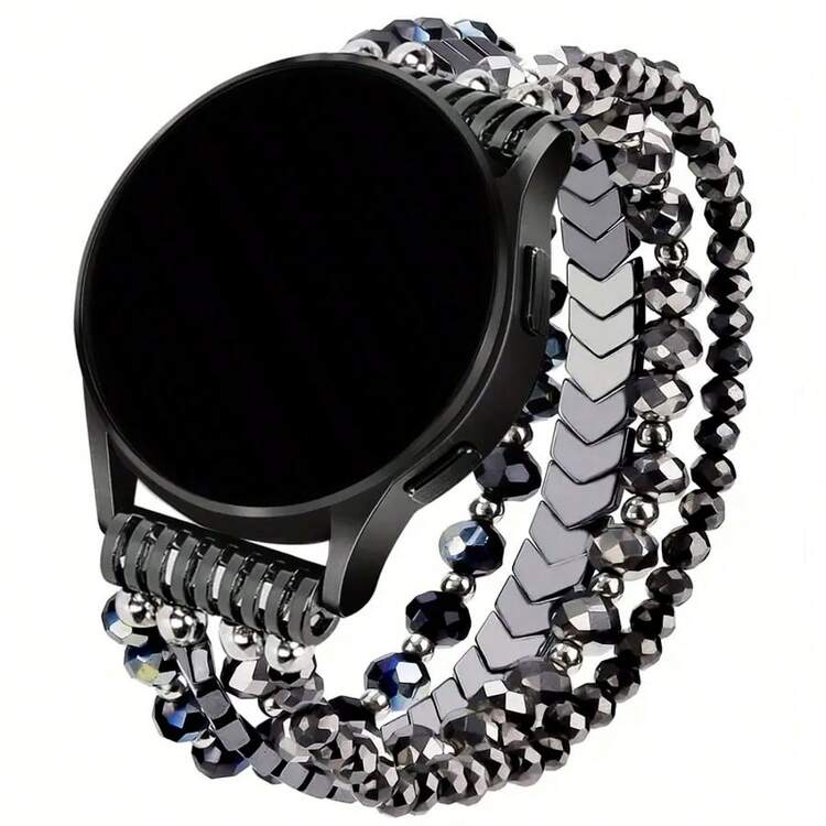 1件手工串珠手鍊式錶帶，相容 Galaxy Watch9/8/7/6/5/4 40/44mm 與 Galaxy Watch7 Ultra 47mm，20mm 男女通用時尚彈性串珠錶帶 - 深灰色 - 查看 10