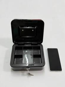 1 pieza Caja de caudales compacta de metal con cerradura con contraseña, caja de con bandeja para monedas, superficie brillante negra, adecuada para minoristas, uso personal, oficina en casa y almacenamiento - Ver 14