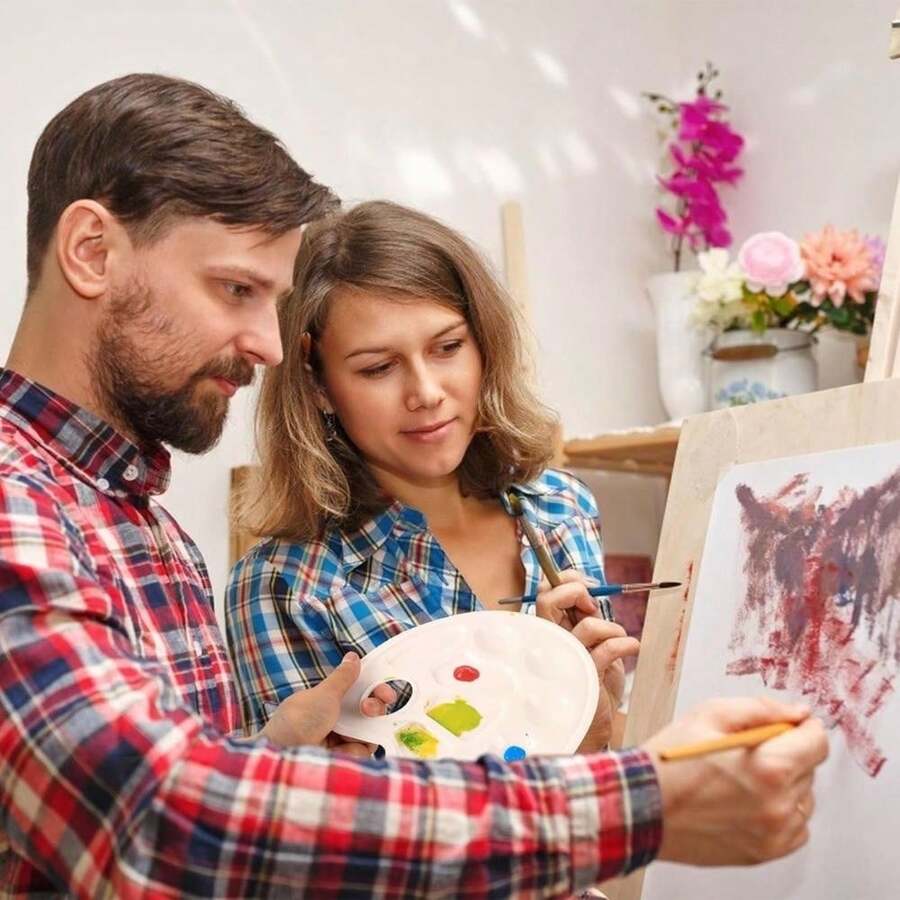 APODESS 4-teilige Mischpalette in Blau, Weiß, Rosa und Grün für Malaktivitäten-Partydekoration - Übersicht 1