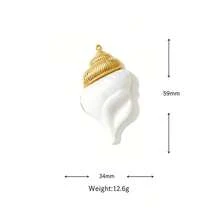 1/6pcs Ocean Shell Pendant, Gold Tone Conch Starfish Horseshoe Pendant, Pearl Effect DIY Jewelry Accessories, Suitable For Necklace Bracelet Making - Yellow Gold - View 9