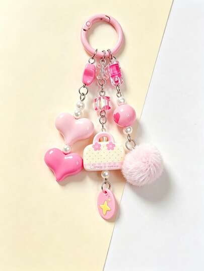 1pc Sweet Bag Charm, Cute Girly Beaded Backpack Decoration