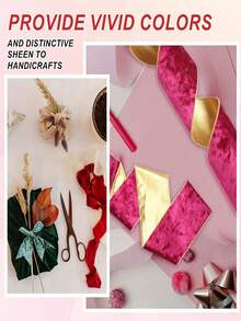 Multi-Size Burgundy Y-Grade Christmas Tree Velvet Ribbon, Red And Gold Metallic Edge, Satin DIY, Suitable For Holiday Decor, New Year, Valentine's Day, Christmas Tree Decoration, Gift Bow Packaging Handmade - Multicolor - View 4