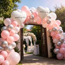 Heart Shaped White 18 Inch Wedding Balloons Decor Self Sealing Valved Easy Inflate Wedding Anniversary Romantic Party Decor Kit - View 2