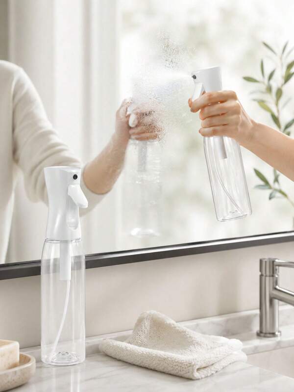 1pc High Pressure Continuous Spray Bottle, Transparent Large Capacity Ultra-Fine Mist Spray Bottle, Effortless Press-Type Hairdressing Hydration Spray Bottle, Refillable Portable Dispenser Bottle, Suitable For Hair Styling, Plant Watering, Facial Hydration, Home Cleaning, Pet Care, 200ml/300ml/500ml Multiple Sizes Available