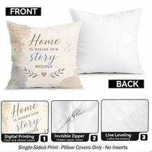 4pcs Vintage Ink Butterfly Home Text Pattern Pillow Covers, Single-Sided Printed Pillow Covers, Suitable For Living Room, Bedroom, Home Decor, All-Season Pillow Covers - Multicolor - View 4
