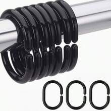 12-Pack Shower Curtain Hook Rings, Plastic Shower Curtain Rings, Bathroom Shower Curtain Rod Hooks, Home Bathroom Decor, Bathroom Accessories - Multicolor - View 4