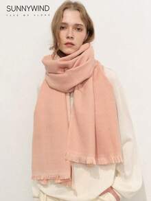 1pc Women's Solid Color Polyester Commuter Fashion Versatile Scarf For Daily Use - Pink - View 1