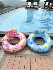Extra Large Thickened Leaf-Shaped Inflatable Swim Ring With Backrest Lounge Chair, Adult Underarm Float - Multicolor - View 4