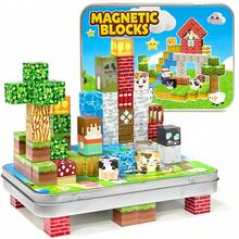 60pcs Country Adventure Theme Magnetic Blocks, Farm & Field Pattern Bricks, DIY Assemble Country Farm Scene, Free Combination Stacking STEM Toy, Enhance Children's Hands-On Ability, Toddler Birthday & Holiday Educational Gift - Multicolor - View 5