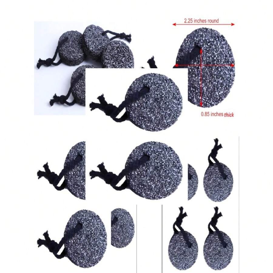 4 Pack Charcoal Pumice Stones With Rope, 2.25 Inch Round Foot Scrubber Stone, Callus Remover For Feet, Dead Skin Exfoliator, Pedicure Beauty Tool - Multicolor - View 1