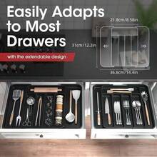 Flatware Organizers, Retractable Cutlery Storage Box, Extendable Large Capacity Utensil Storage Holder, For Drawer, Counter And Cabinet, Kitchen Organizers And Storage, Kitchen Accessories - View 6