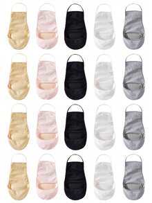 chuanwa（2） 1/5/10 Pairs Summer Ultra Thin Suspender Invisible Boat Socks For Women Solid Color Half Sole Socks Breathable Non-Slip Soft & Fashionable - Multicolor - View 16