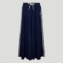 Adidas Trefoil Resort Skirt L Pleated Colorblock Casual Skirt - Blue - View 3