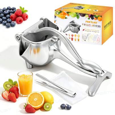 FEETLIST Heavy-Duty Manual Lemon Juicing Kit (With Filter Bag And Tweezers) - Multi-Functional Lemon Juicer, Suitable For Camping, Can Extract Lemon, Orange, Lime, And Grapefruit - Compact Fruit Press