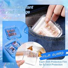 2pcs Wearable Nail Storage Box Transparent Artificial Fake Nails Display & Storage Case Dustproof Portable Handmade Press-On Nails Organizer For Nail Salon & Home DIY Manicure Supplies - View 5