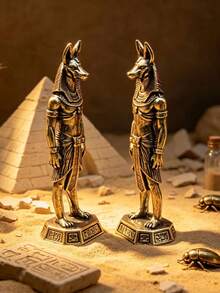 Patung Miniatur Anubis Mesir Kuno dari Kuningan, Patung Dewa Serigala dari Tembaga dengan Tampilan Usang, Dekorasi Meja Mitologi Eksotis, Kerajinan Ruang Belajar, Aksesori Pemandangan Mikro Meja Pasir, Hadiah Kreatif Gaya Eksotis untuk Meja Kantor, Pola Alas Timbul 3D, Cocok untuk Ruang Pelarian (Escape Room), Kafe, Dekorasi Rumah - 1PC - View 10