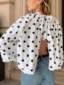 Marisole Women's Fashion Elegant Casual Top, Bow Design Polka Dot Pattern, Versatile For Commuting, Daily Wear And Outings, Autumn/Winter - Multicolor - View 2