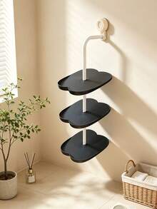 Wall-Mounted Suction Cup Shoe Rack, No-Drill Shoe Storage Rack, Multi-Layer Floating Shoe Rack, Suitable For Entryway Bathroom Balcony, Cloud-Shaped Shoe Rack, Can Hold Sneakers Slippers High Heels, No Wall Damage, Suitable For Apartment Corners, Robot Vacuum Shoe Storage - Multicolor - View 9