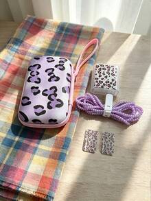 6pcs Leopard Print Heart Pattern Apple Phone Charger Protective Case Data Cable Storage Bag - Multicolor - View 19