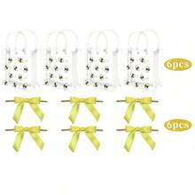 6入透明蜜蜂派對禮品袋，附蜜蜂雛菊鑰匙圈或黃色蝴蝶結，春季蜜蜂主題禮品包裝袋、零食袋，適用生日禮物、派對裝飾與派對伴手禮 - 無色 - 查看 12