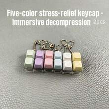4-In-1 Mechanical Keyboard Keychain Relief Ornament, Adult Stress Relief Sound Clicker, Portable EDC Accessory, Anxiety Relief Desktop Decor For Office, Gaming & Leisure, Macaron Multi Color - Multicolor - View 13