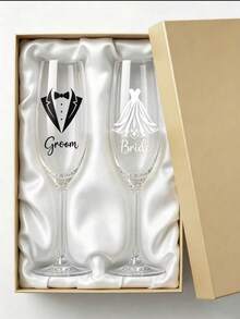 4pcs Wedding Glass Stickers, Personalized Wedding Decor Stickers, Gift Box Stickers, For Decorating Wedding Favors And Wine Glasses - Multicolor - View 1