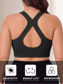 CELILIN Bra Olahraga Model Racerback dengan Resleting Depan, Peredam Guncangan & Push-Up, Mudah Dipakai dan Dilepas - Hitam - View 2